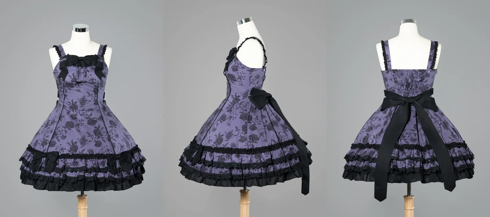 Bliss Bouquet - Cotton Old School Lolita Dress, Rose Print and Layered Hem and Accessories - image 34