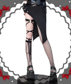 Gothic Fishnet Calf and Thigh-High Sock Garter Set - image 2