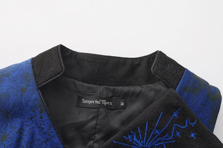 Dark Blue Asymmetrical Ouji Waistcoat and Sleeveless Coat - image 3