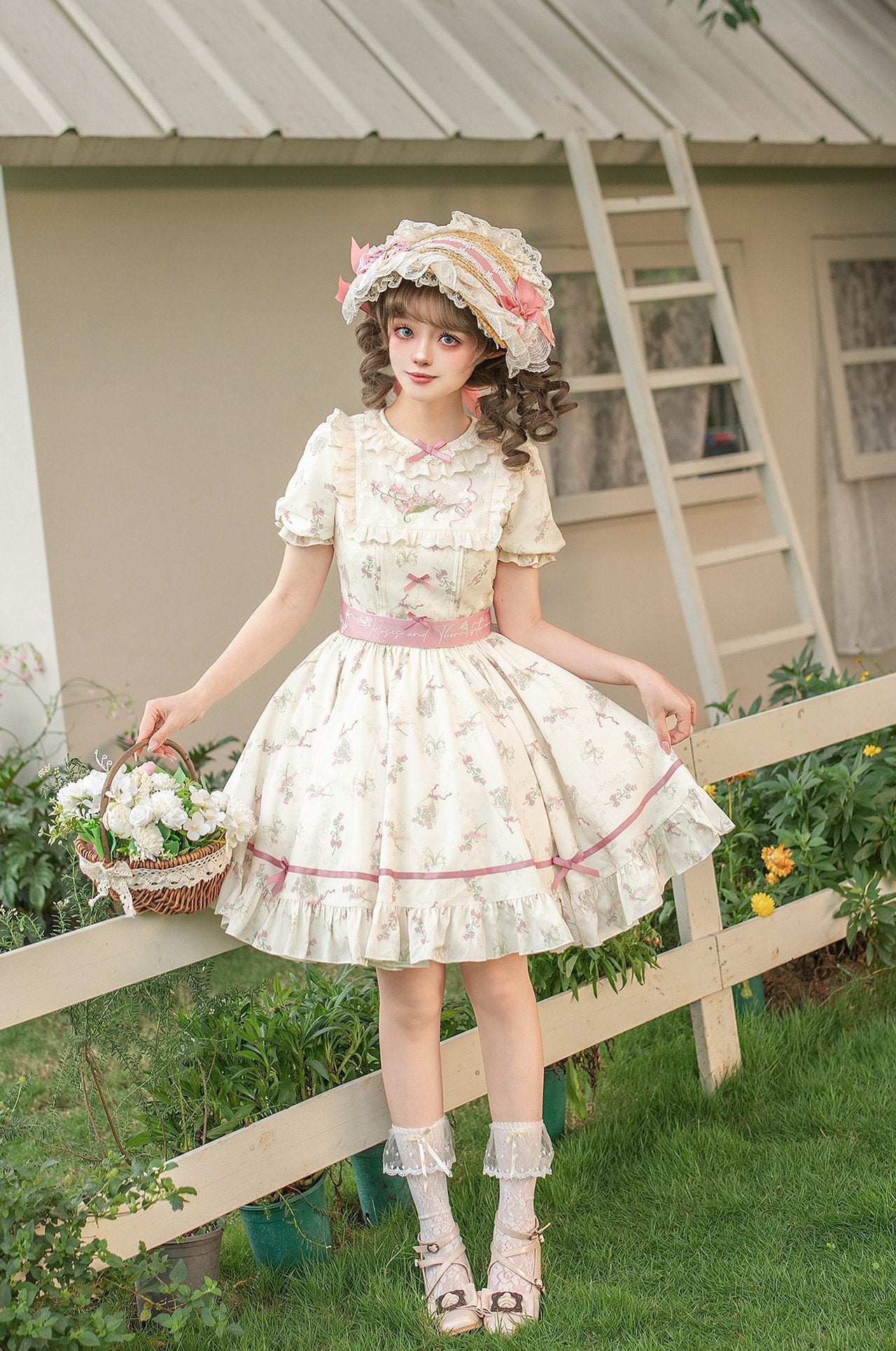 Fragrant Old Dream - Pink Bellflower Lolita OP and JSK Dress - image 7