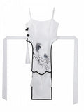 Contrast Sleeveless Dress with Tassel Accents and Self-Tie Waist - Han Ru Chu - image 1