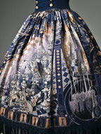 Dark Blue Chess-Print Corset-Waist Lolita Skirt - image 5