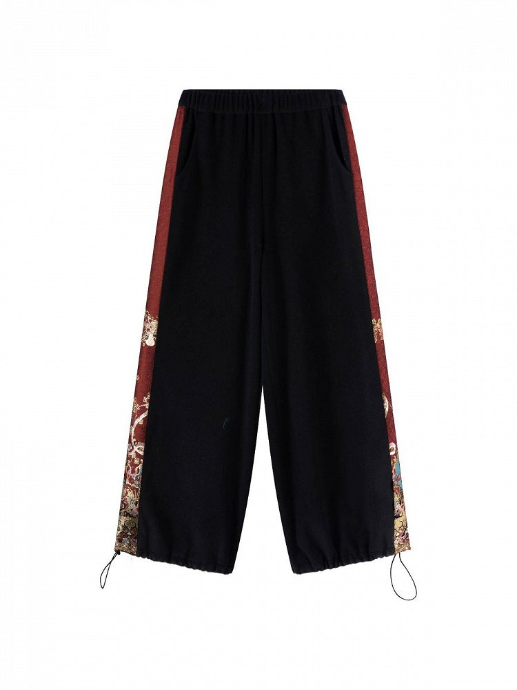 Black and Red Chinoiserie Shirt Pants and Outerwear Set - image 7