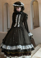 Embroidered Classic Lolita OP Dress, Lace Trim Shirt and Accessories - image 4