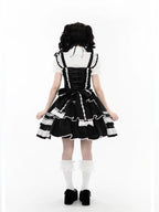 Monochrome Snowflake Cotton JSK Dress with Ruffle Trim - image 7