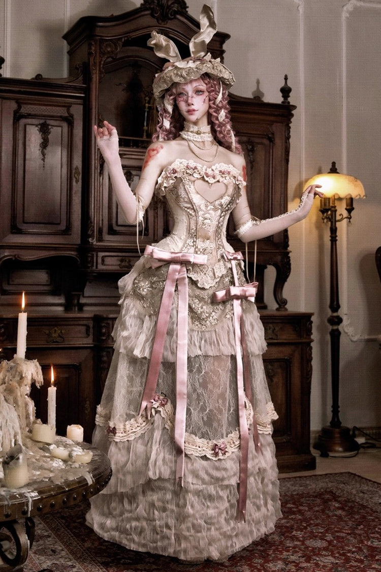 Cupid's Poetry Box Classic Elegant Lolita Long Skirt in Light Brown - image 4