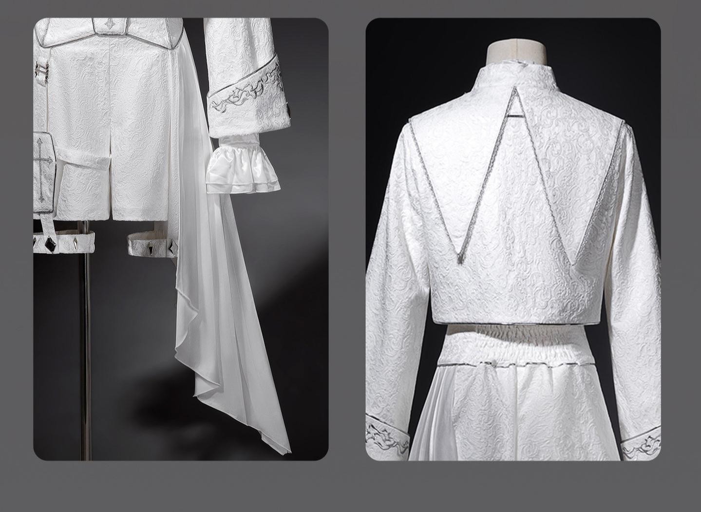 Silver Covenant - White Ouji Lolita Embroidery Coat and Shorts Set with Cross - image 7