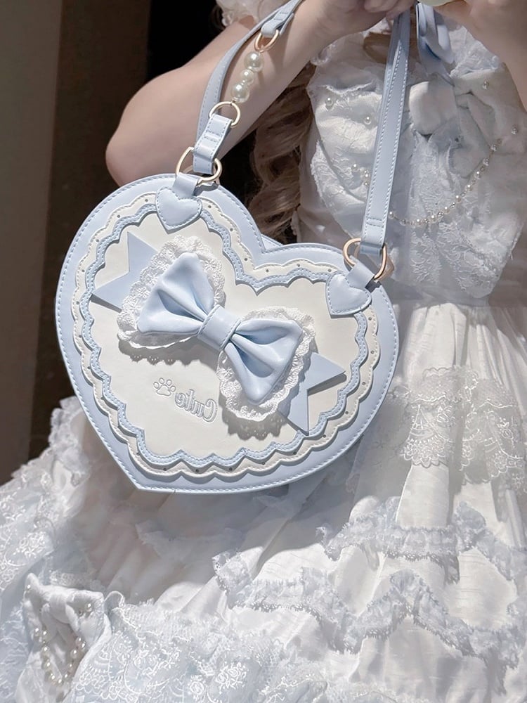 Lolita Heart-Shaped Bag with Butterfly Bow Detail - 4 Colors - image 3