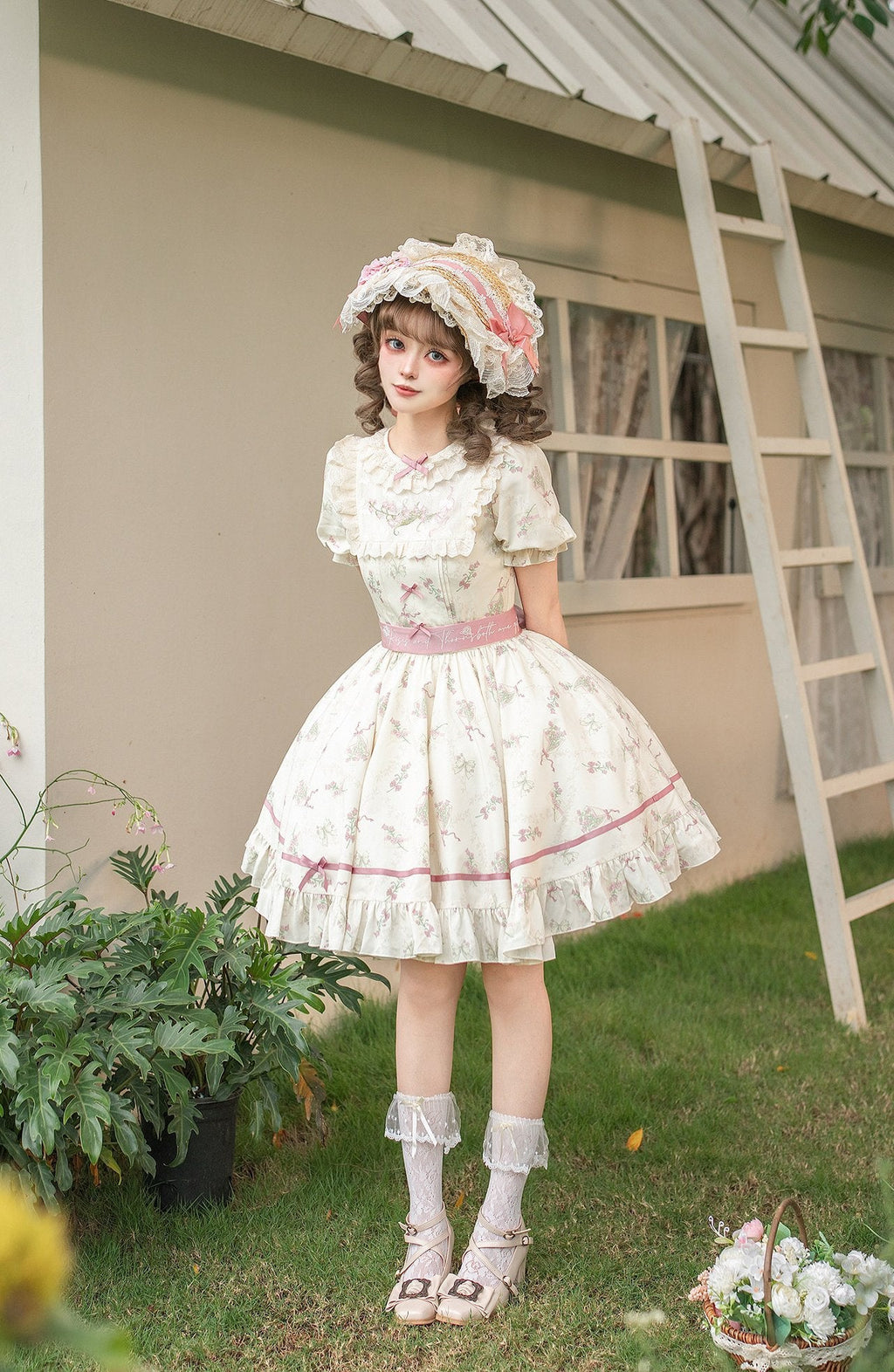Fragrant Old Dream - Pink Bellflower Lolita OP and JSK Dress - image 8