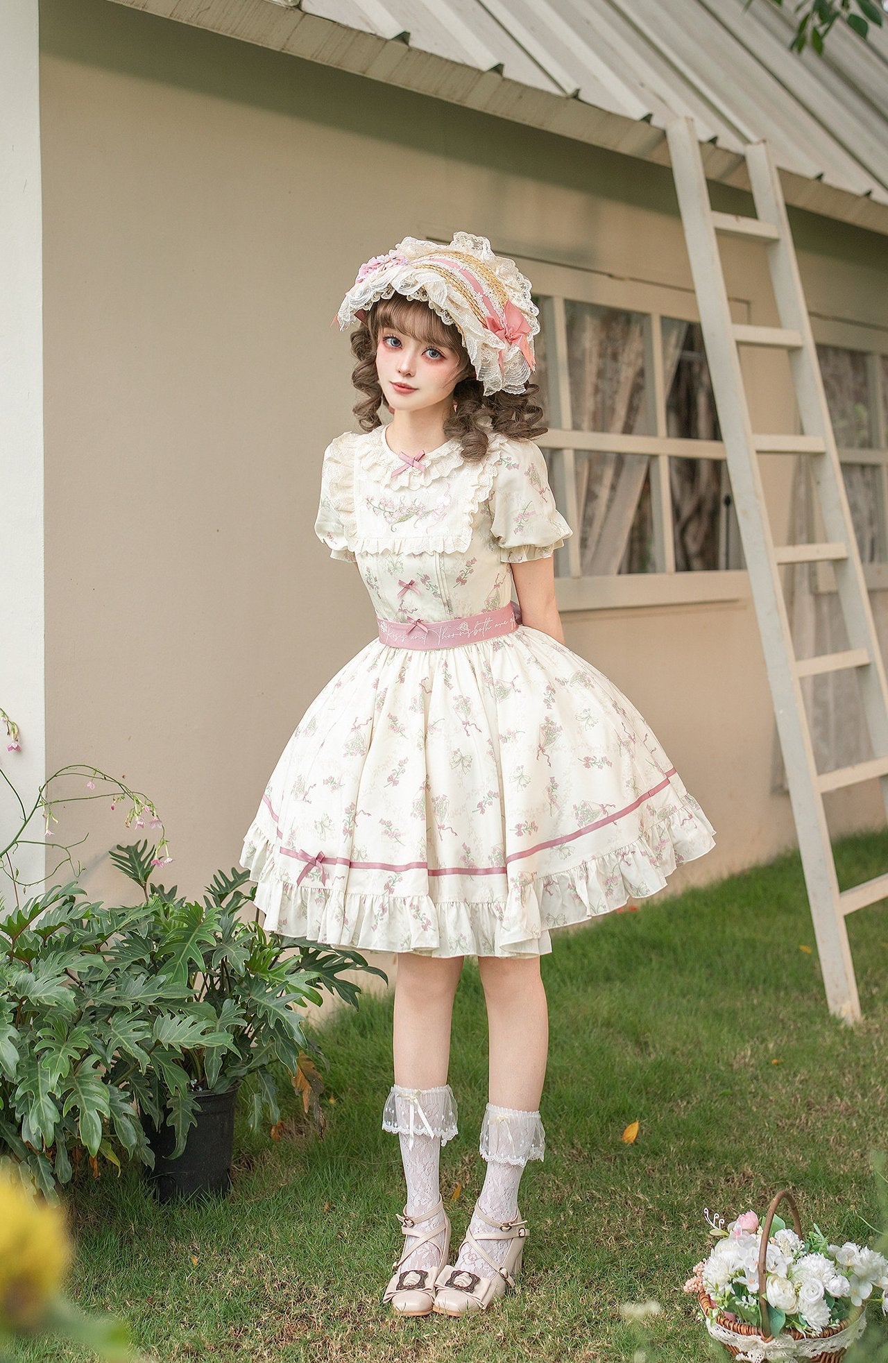 Fragrant Old Dream - Pink Bellflower Lolita OP and JSK Dress - image 8