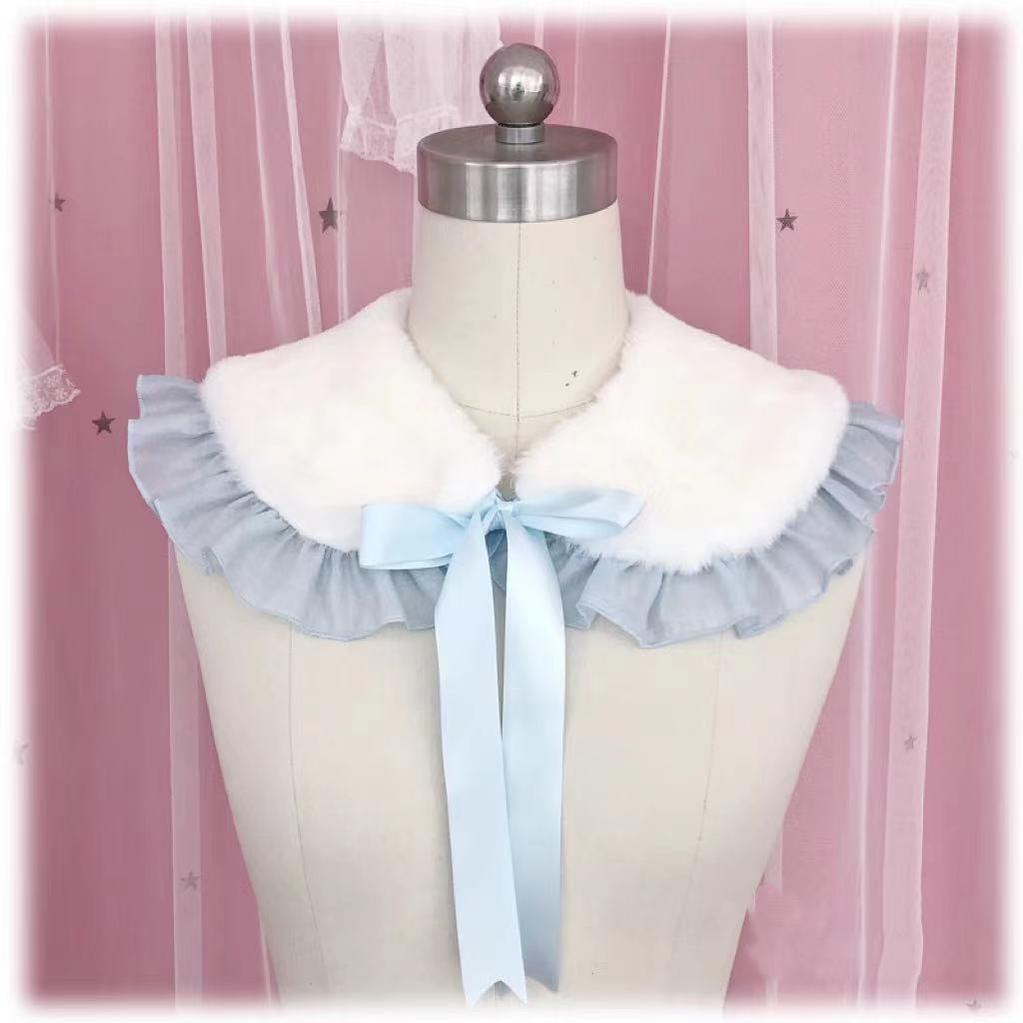 Winter Lolita False Collar Plush Bow Collar Scarf - image 8