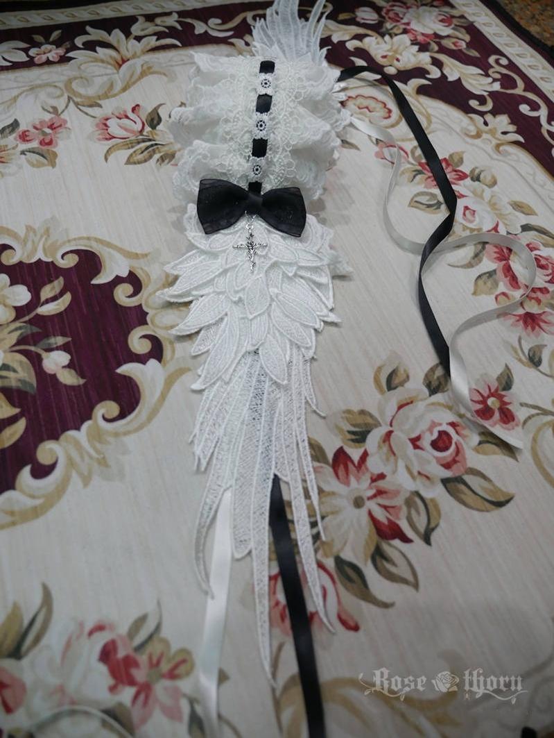 Rose Thorn Angel Wings Embroidered Elegant Lolita Headband - image 17
