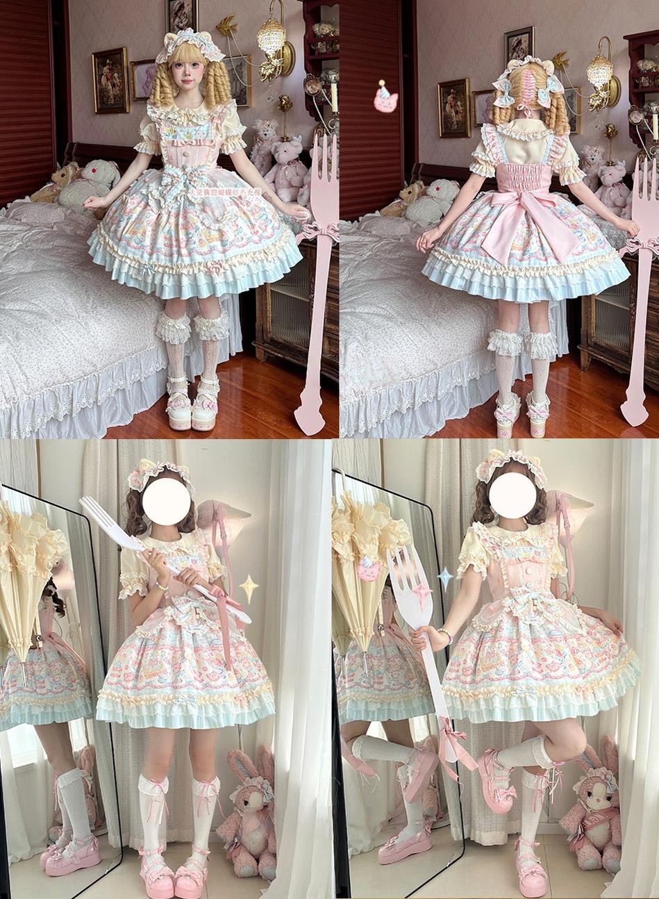 Sweet Cat Fruit Candy - Sweet Lolita Dessert Printed JSK Dress, Bows & Ruffles and Accessories - image 13