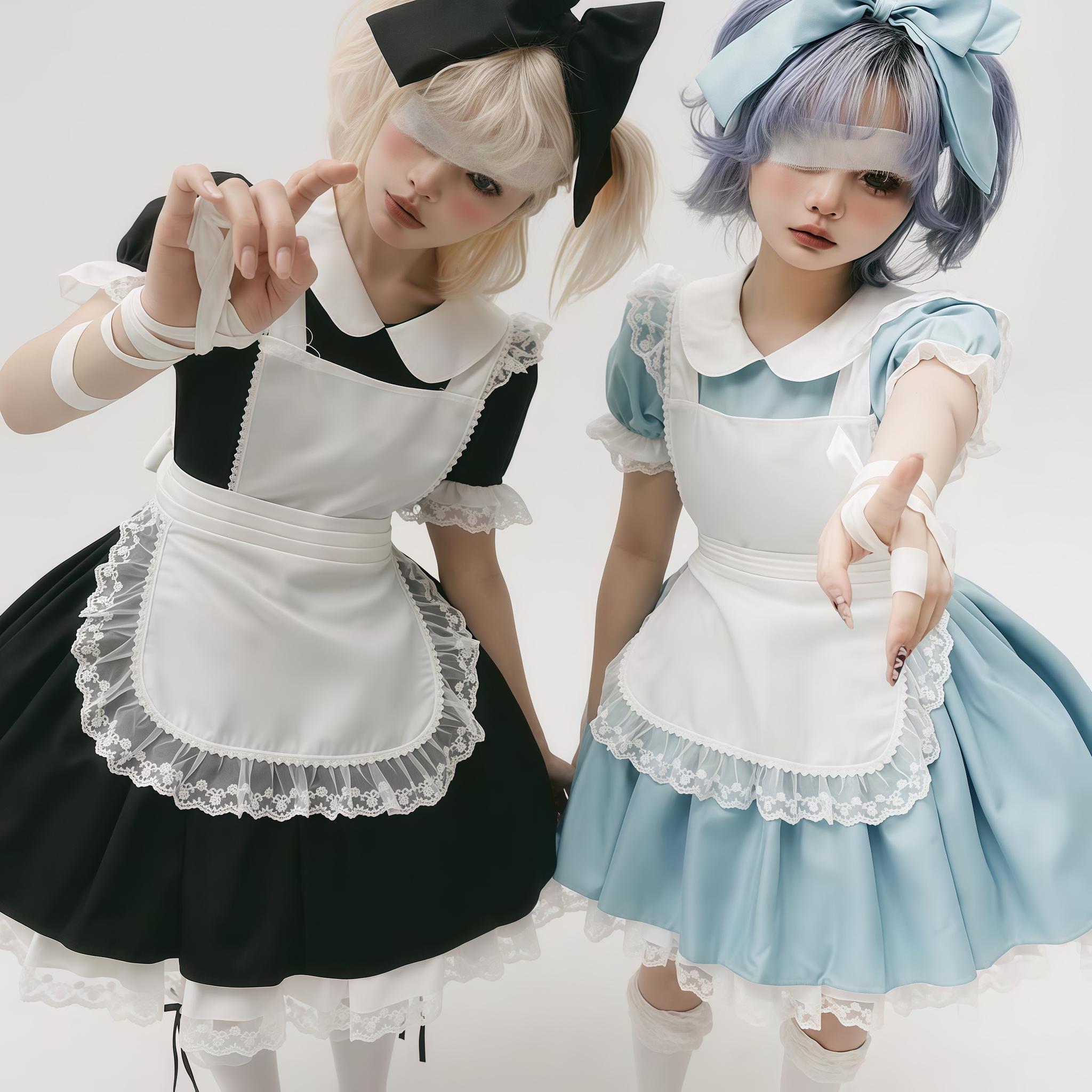 Dream Doll - Plus Size Maid Lolita OP Suit Black and Blue Dress - image 17