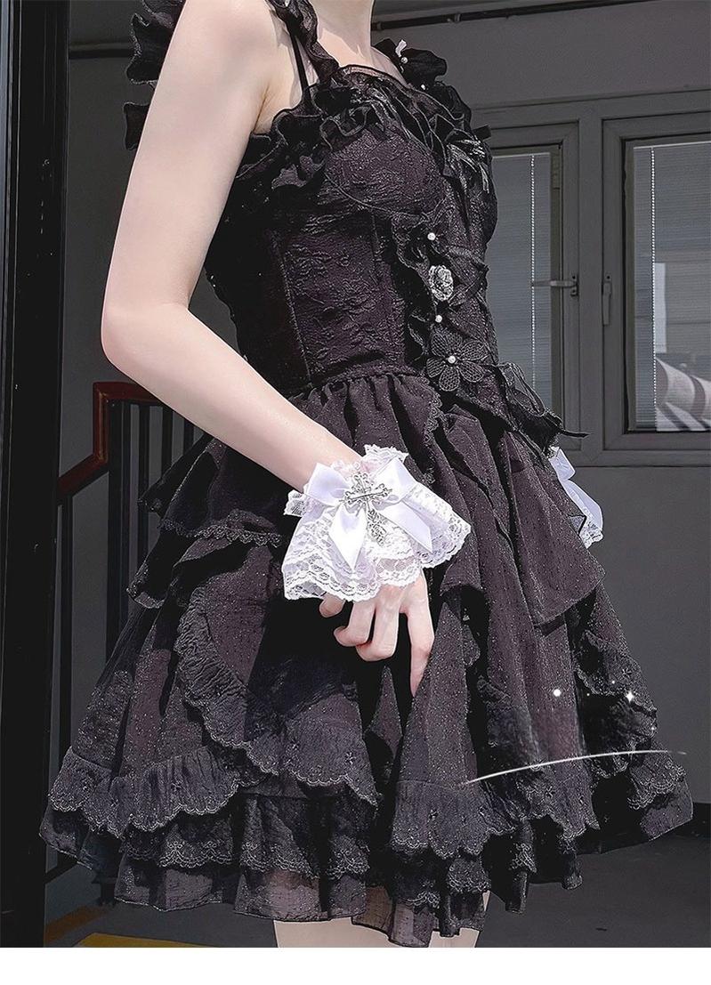 Gothic Lolita Cuffs with Cross Black and White Hand Sleeve - image 9