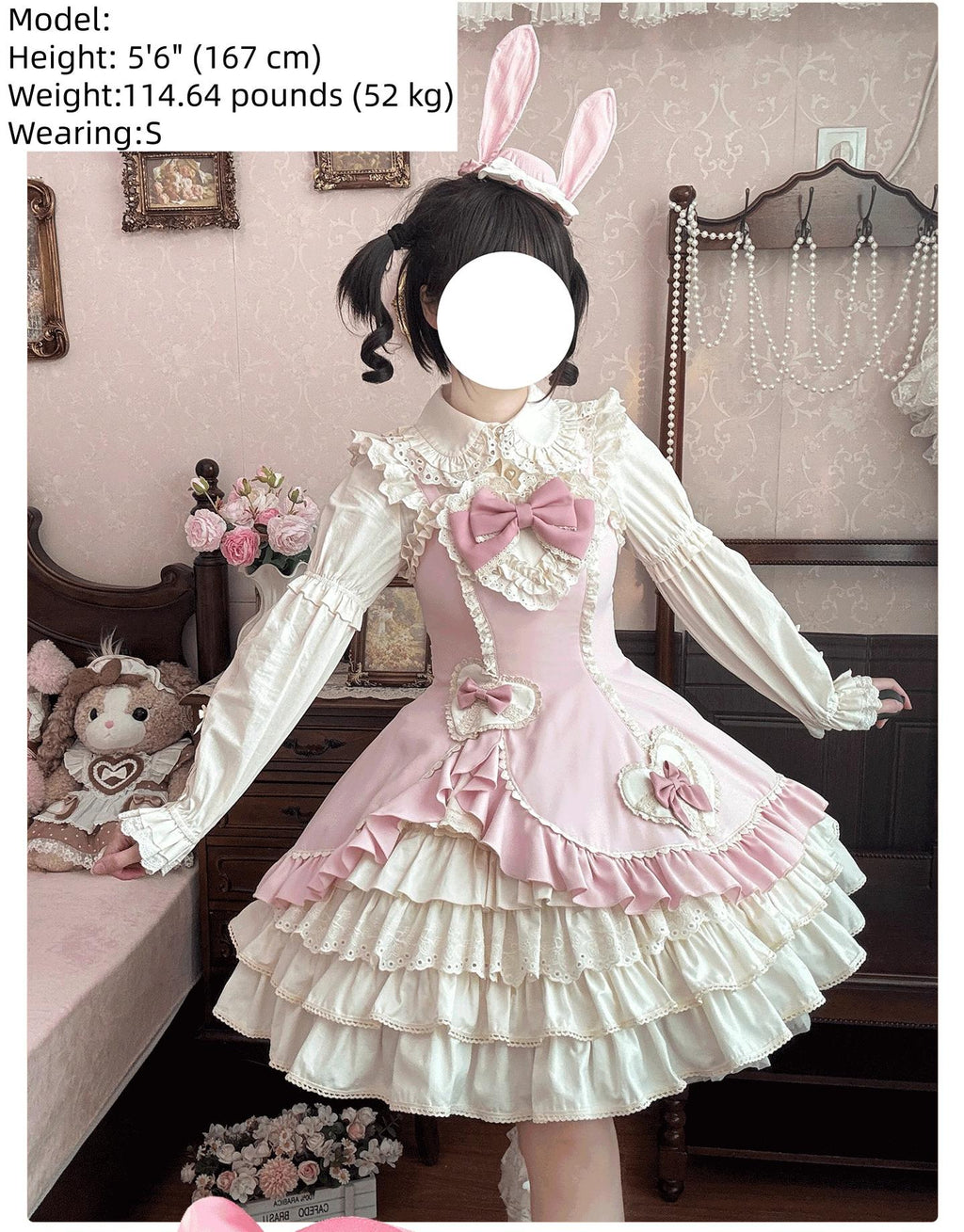 Cream Bud - Tiered Hem Old School Lolita JSK, Side Opening - image 8