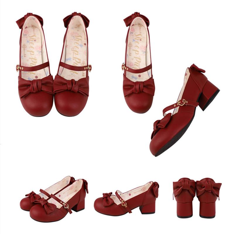 Elegant Lolita Bownot Retro High Heel Shoes - image 20