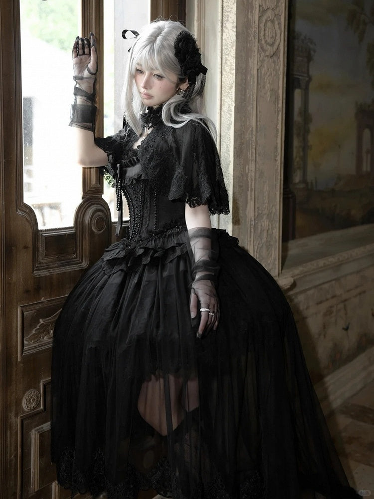Black Kuro Elegant JSK, Cape and Overlay Set - image 7