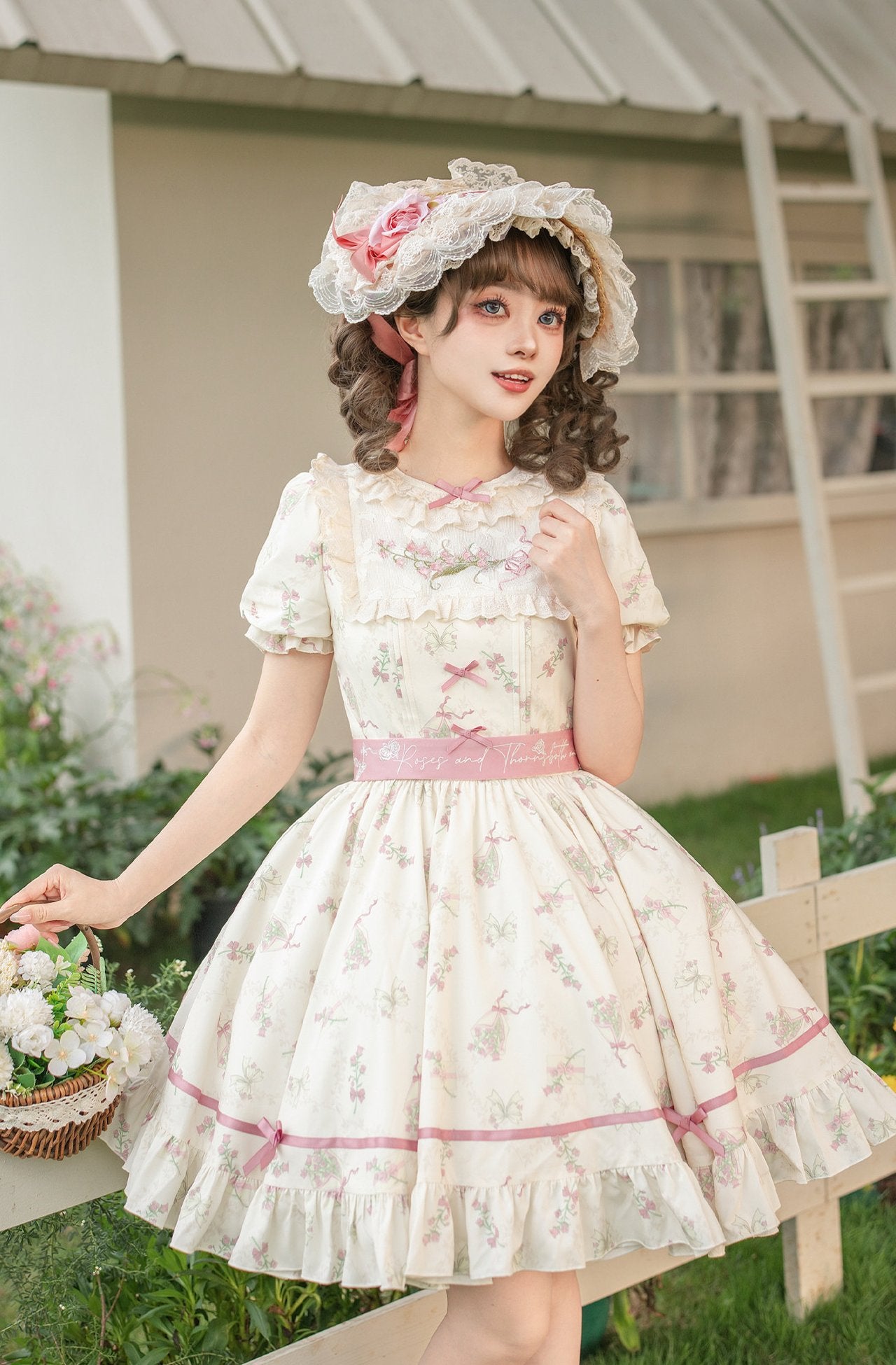 Fragrant Old Dream - Pink Bellflower Lolita OP and JSK Dress - image 6