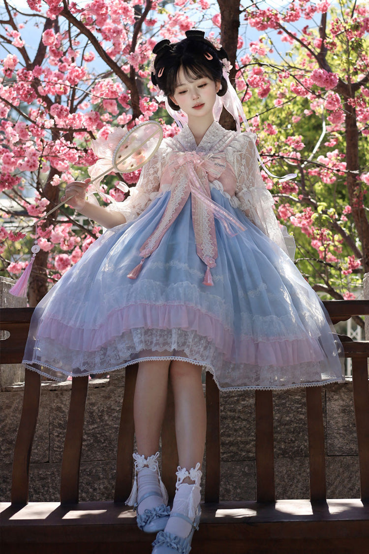 Peach Blossoms in Spring Fields - Qi Lolita JSK Dress in 3 Colors - image 22
