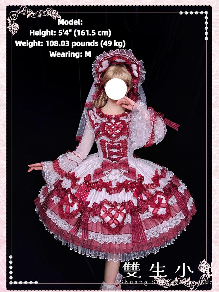 Heart of Love - Sweet Lolita Wedding JSK, Bow Details - image 12