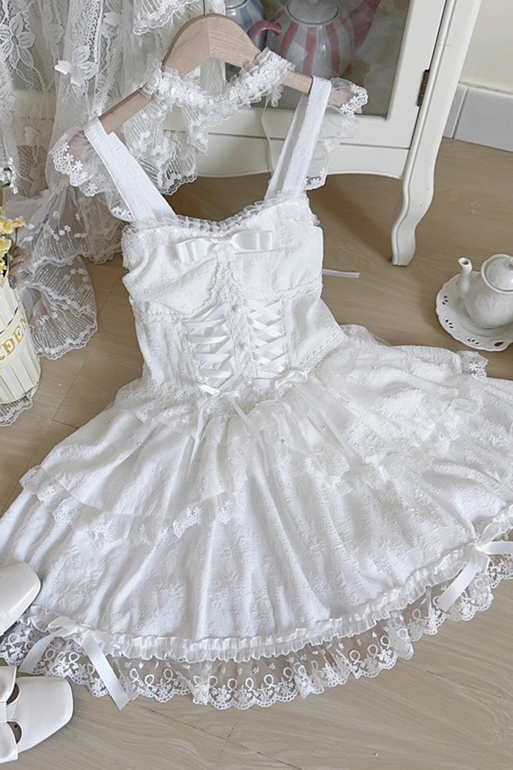 Leiffu - Sleeveless Ruffle Bowknot Lace Lace-Up Sweet Ballet Lolita JSK Dress - image 5
