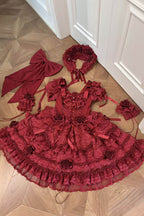 Rose Manor - Square Collar Short Sleeves Ruffled Bow Lace Classic Lolita Dress - image 6