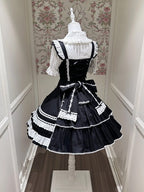 Monochrome Snowflake Cotton JSK Dress with Ruffle Trim - image 5