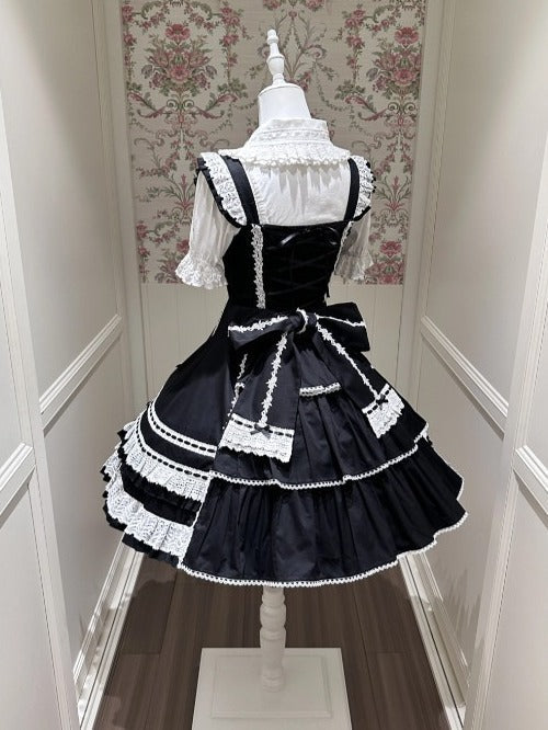 Monochrome Snowflake Cotton JSK Dress with Ruffle Trim - image 5