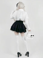 Snow White Lace-Cape Top with Long Sleeves - AMAHAKAWA - image 2