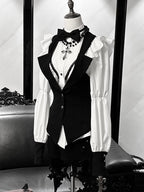 Gothic Tailcoat Waistcoat with Pompoms and Back Lacing - Shi Zhi Mao - image 1