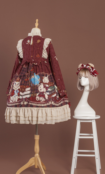Crown Bear - Kawaii Daily Lolita Long OP Dress - image 8