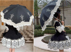 Lyre Academy - Classic Lolita 2-Fold Parasol, Lyre Print and Embroidered Trim - image 11
