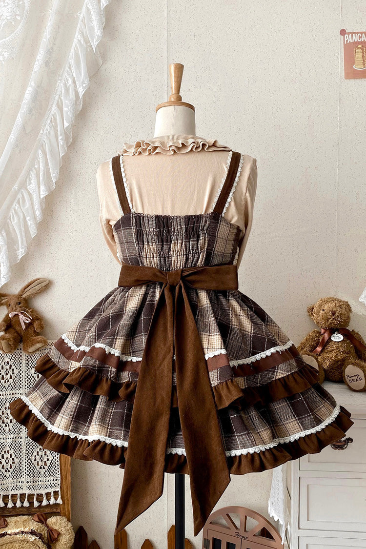 Caramel Cocoa Double-Layered Sweet Lolita JSK Dress - image 9