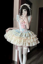Flower Language of Eros - Halterneck Multi-Layered Ruffle Bowknot Rose Lace Lace-Up Sweet Ballet Lolita JSK Dress - image 2