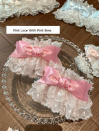 Sweet Lolita Lace Bow Cuffs, Elastic Wrist - image 8
