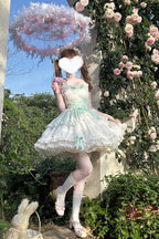 Leiffu - Sleeveless Ruffle Bowknot Lace Lace-Up Sweet Ballet Lolita JSK Dress - image 4