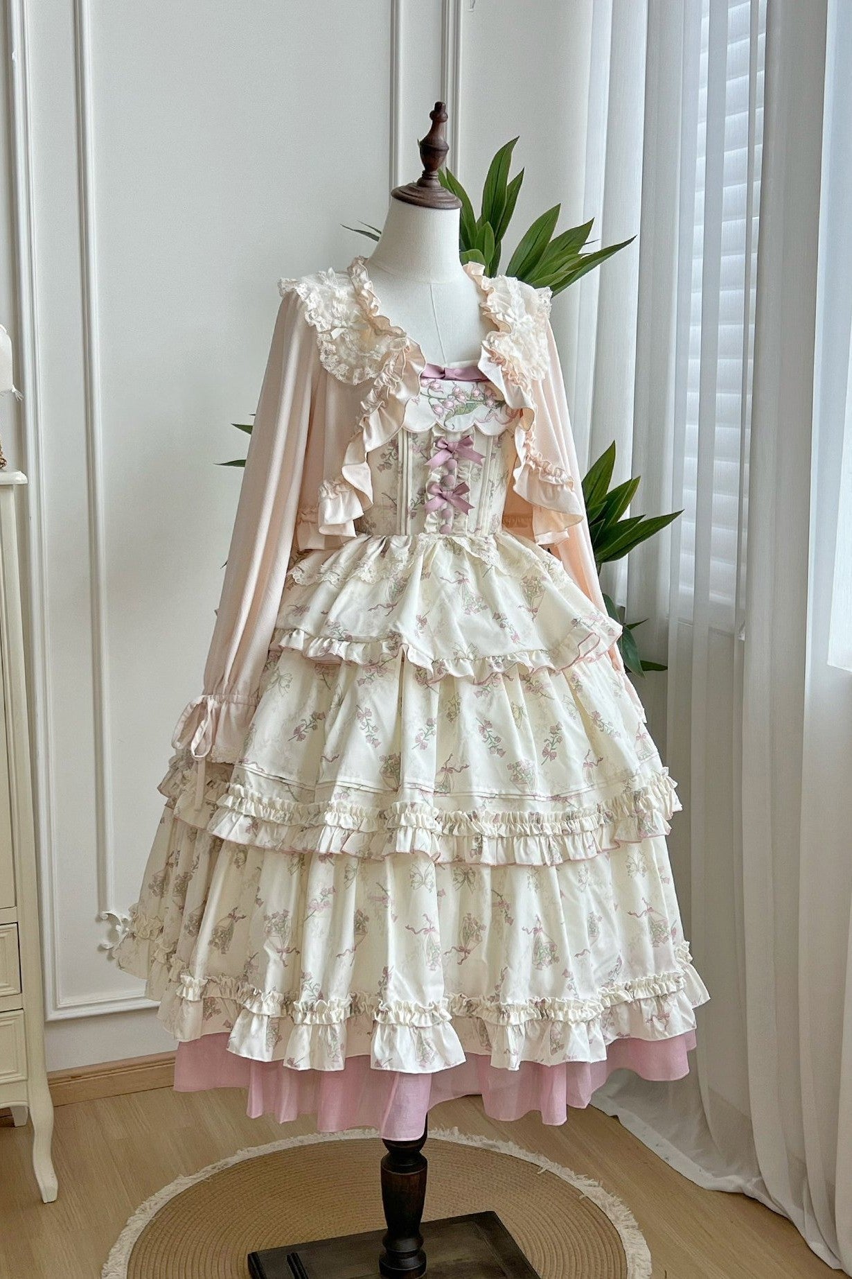 Fragrant Old Dream - Pink Bellflower Lolita OP and JSK Dress - image 9