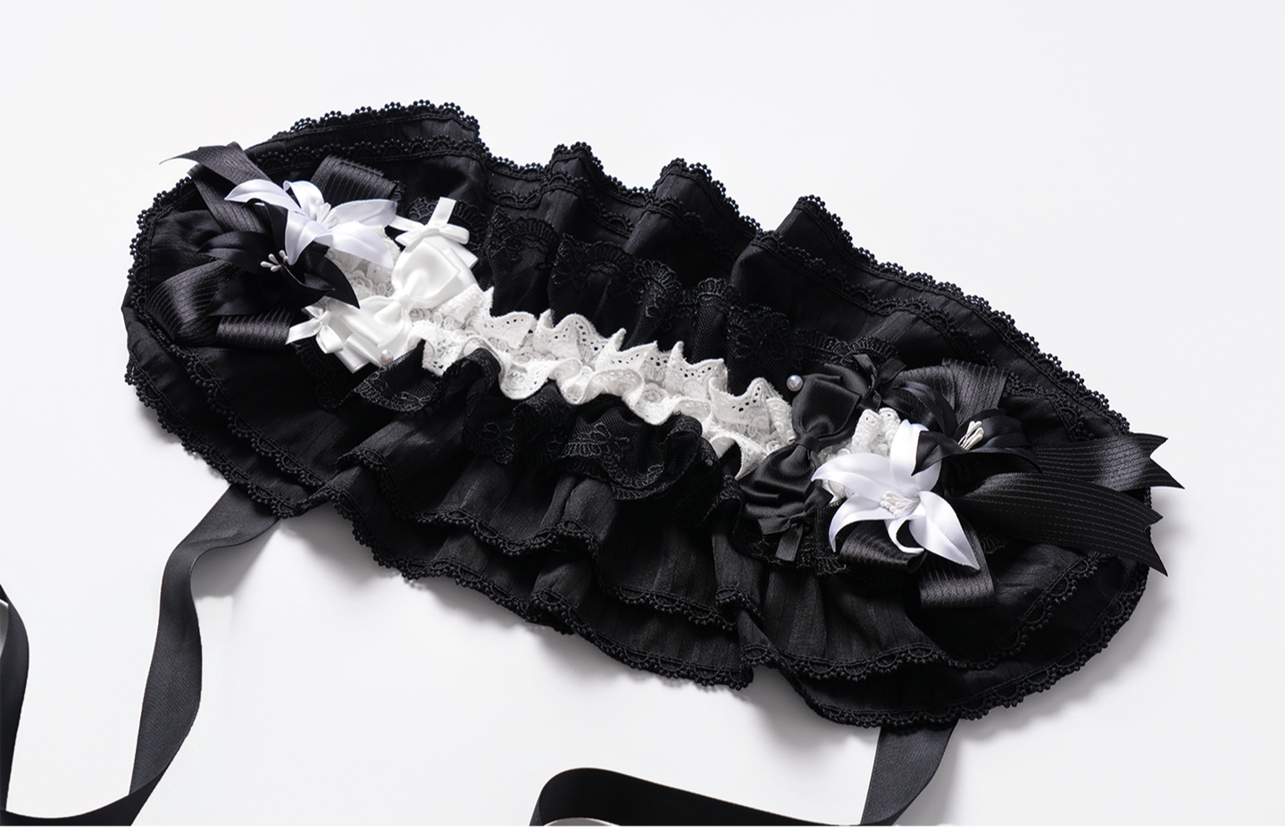 Lily Doll - Gothic Lolita Black White Contrast JSK Dress with Ruffles and Accessories - image 6