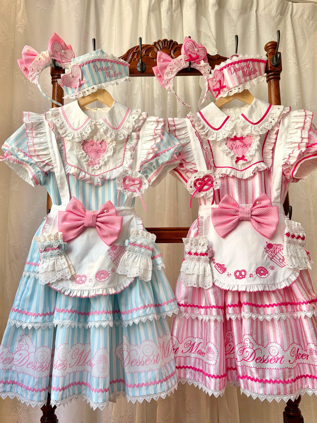 Sweet Butler - Maid Lolita Striped OP Dress, Embroidered Collar - image 6