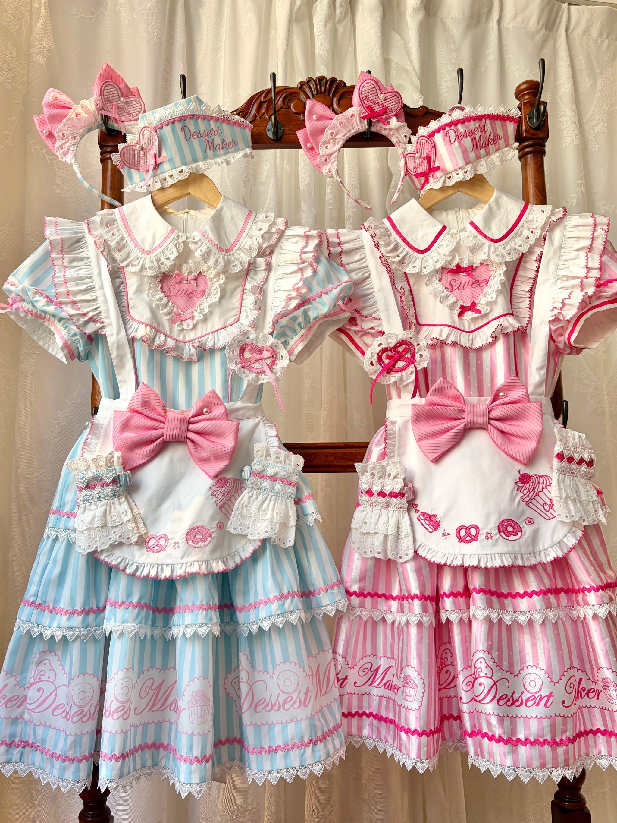 Sweet Butler - Maid Lolita Striped OP Dress, Embroidered Collar - image 6