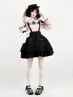 Rose Noir Peter Pan Collar Blouse with Lace Cutout Shoulders - AMAHAKAWA - image 4