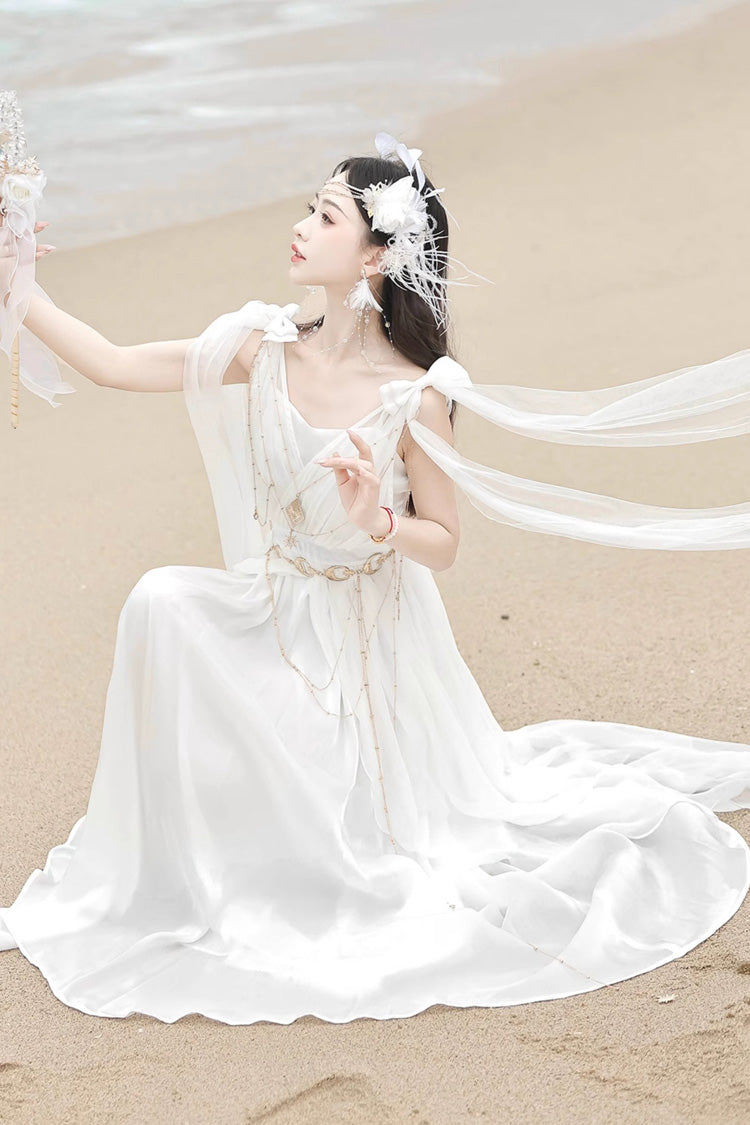 Messenger of God Greek-Inspired Elegant Lolita Long JSK Dress in White - image 8