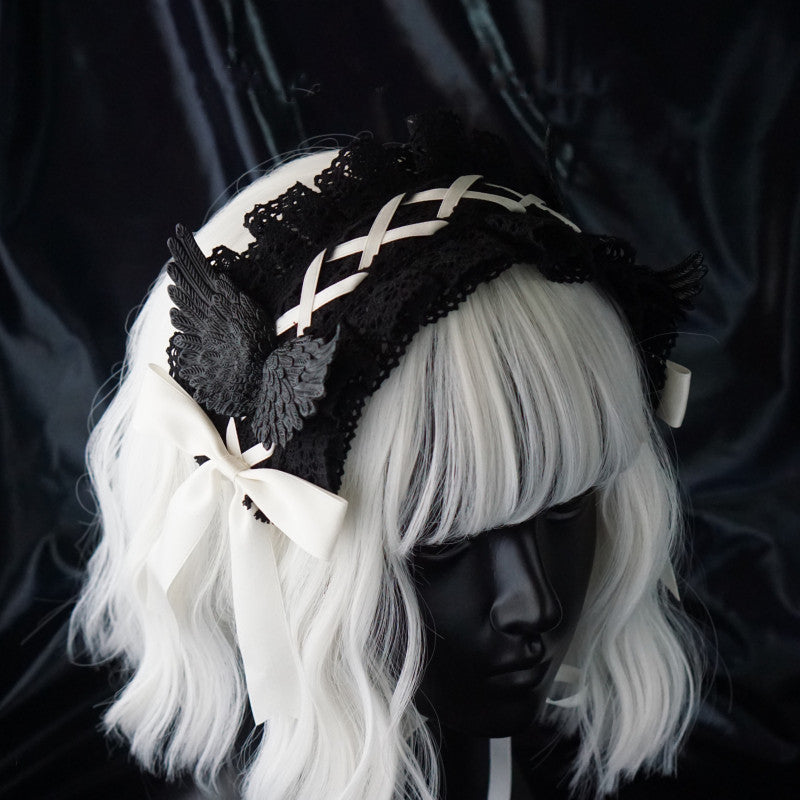 Black Wings Halloween Goth Lolita Hairband - image 9