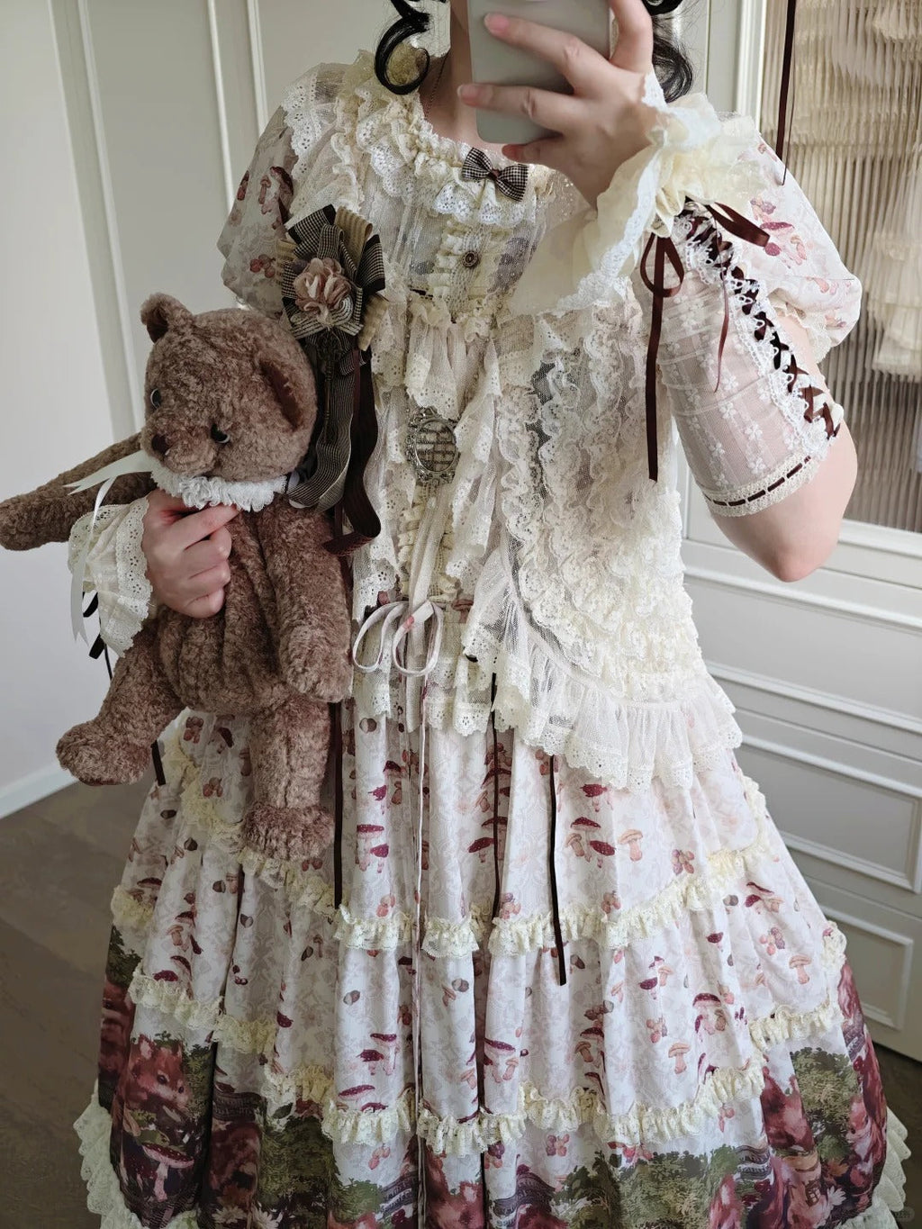 Squirrel Fairytale Cottage - Classic Lolita Long OP Dress and Accessories - image 13