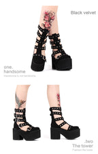 Gothic Lolita Punk Platform Boots Sandals - image 11