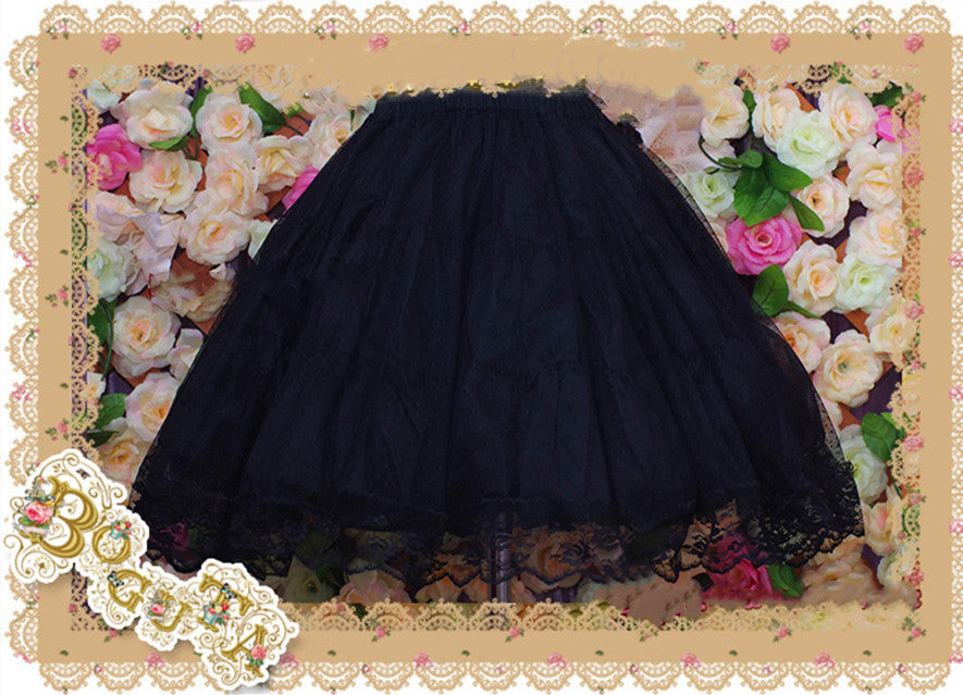 A-Line Casual Lolita Petticoat, Three-Layer Cotton Lace - image 4