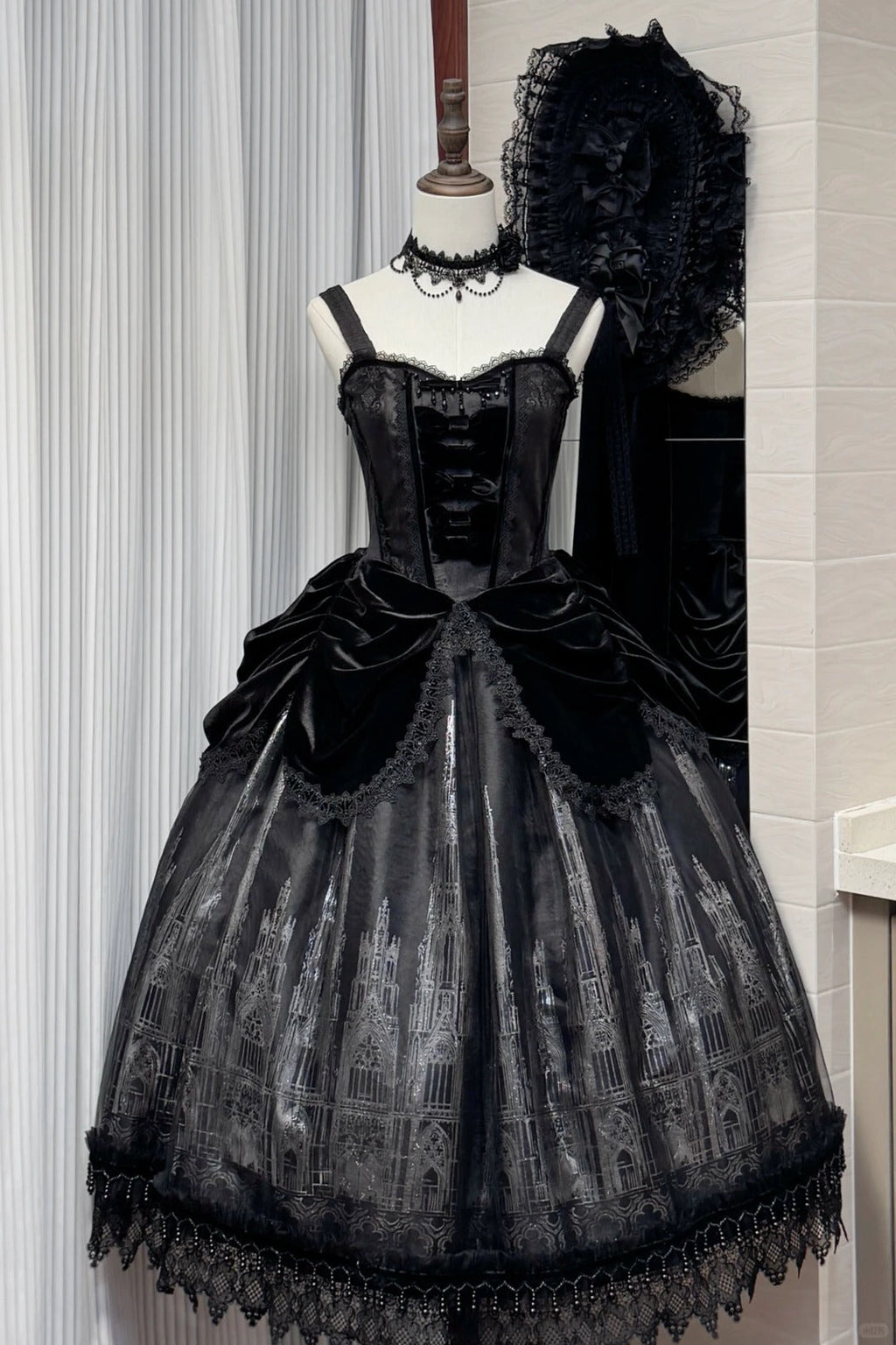 Gothic Cathedral Velvet Lace Corset Lolita JSK and Jacket Set - image 10
