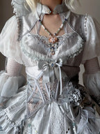 Candle Dragon Spirit - Fantasy White-Silver Lolita JSK Set - image 4