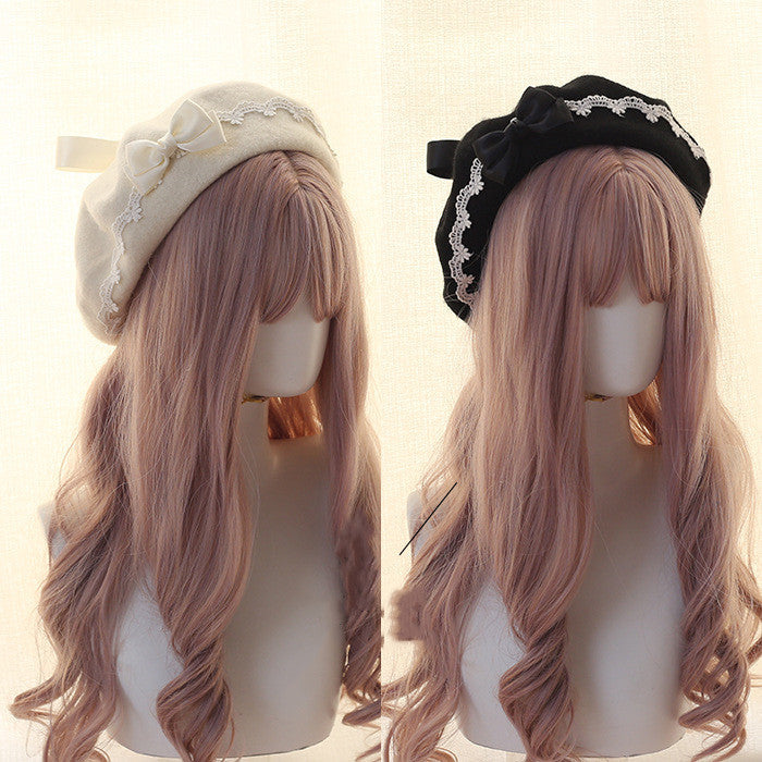 Sweet Woolen Lolita Lace Beret, Japanese Style - image 4